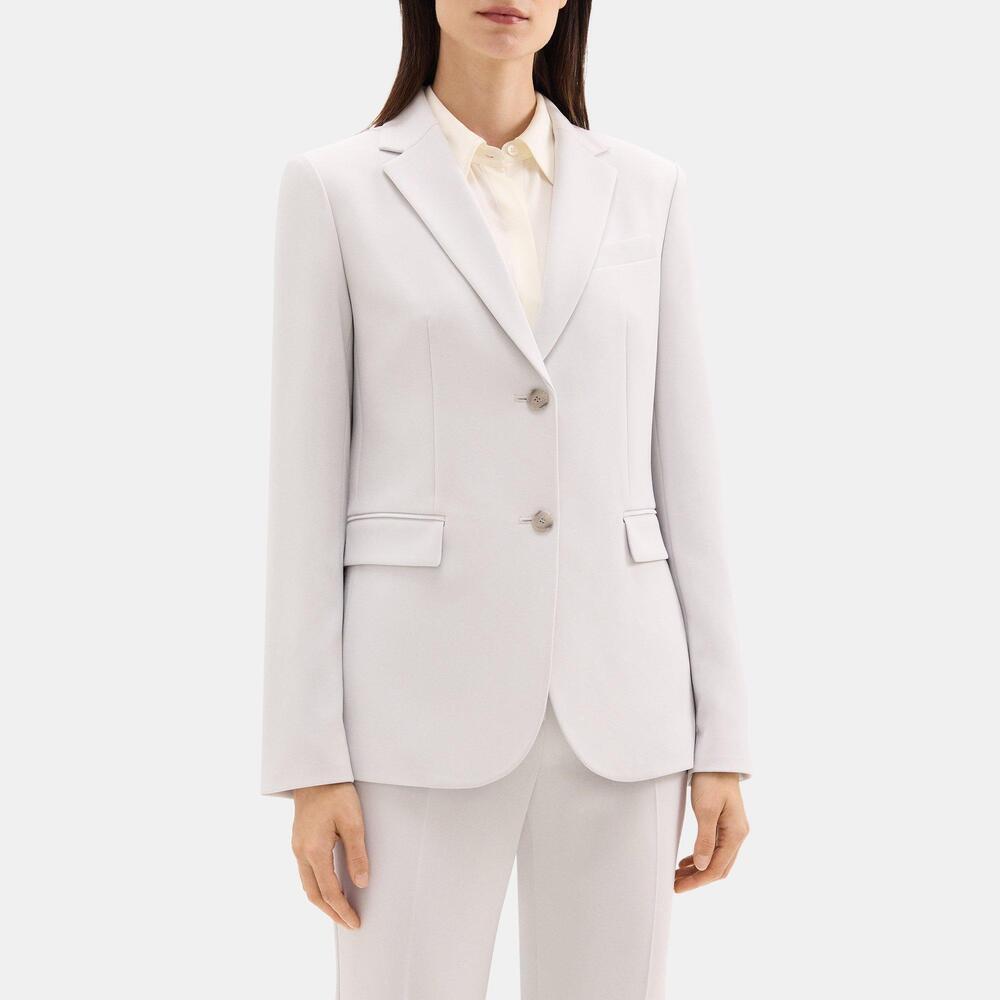Theory Crepe Lunar Rock (Light Gray) Single-Breasted Suit Set - Size 2